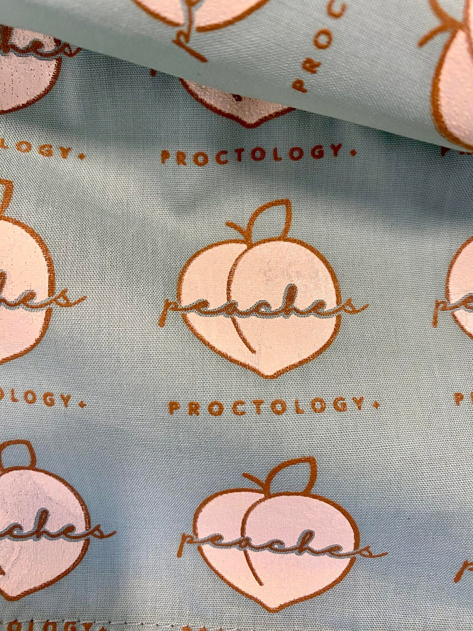 peaches surgical scrub cap close up